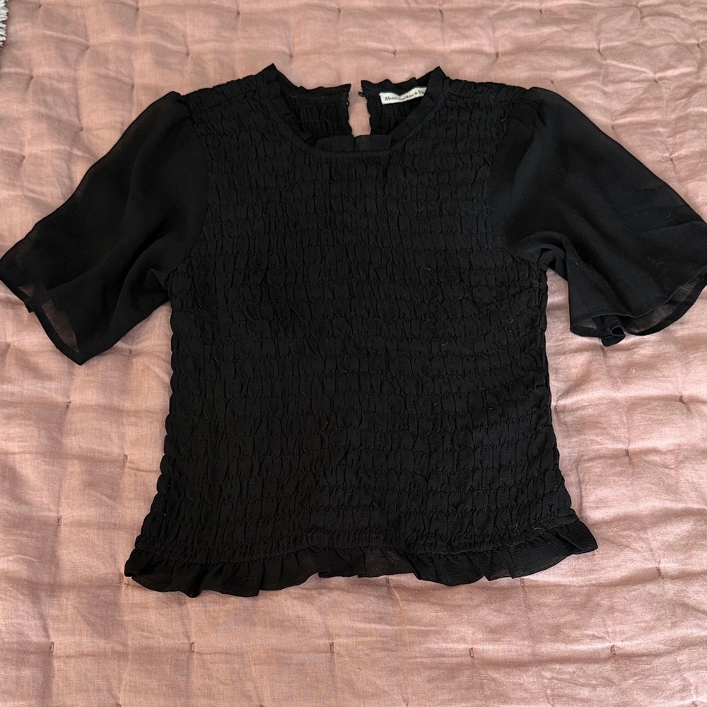 Abercrombie & Fitch Black Textured Blouse